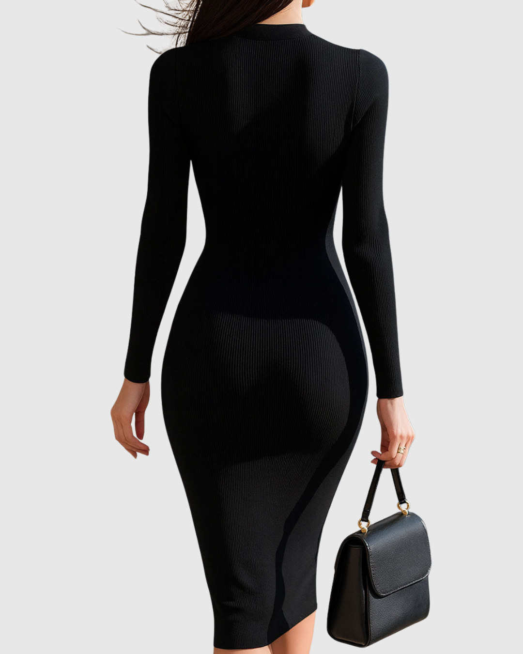Corinne™ | Zip-Front Ribbed Midi Dress