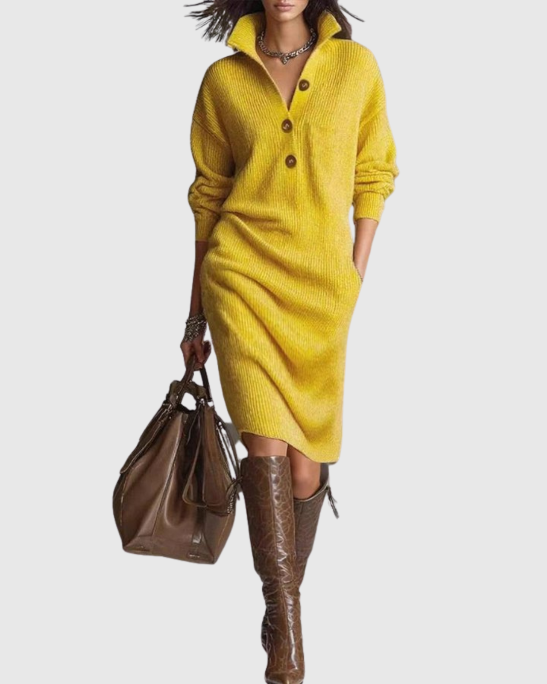 Maribel™ | Winter Knit Midi Dress
